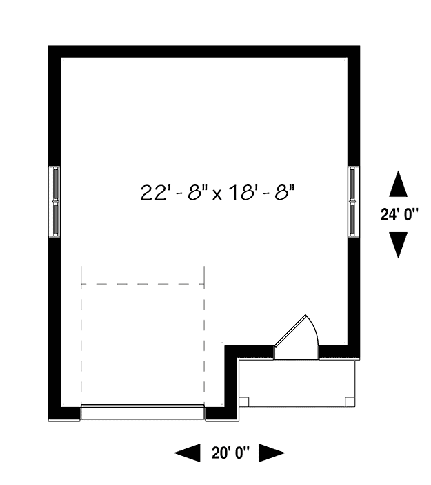 Plan 22507DR: Detached Garage Plan with Storage and Man Door - Floor Plan - Main Level