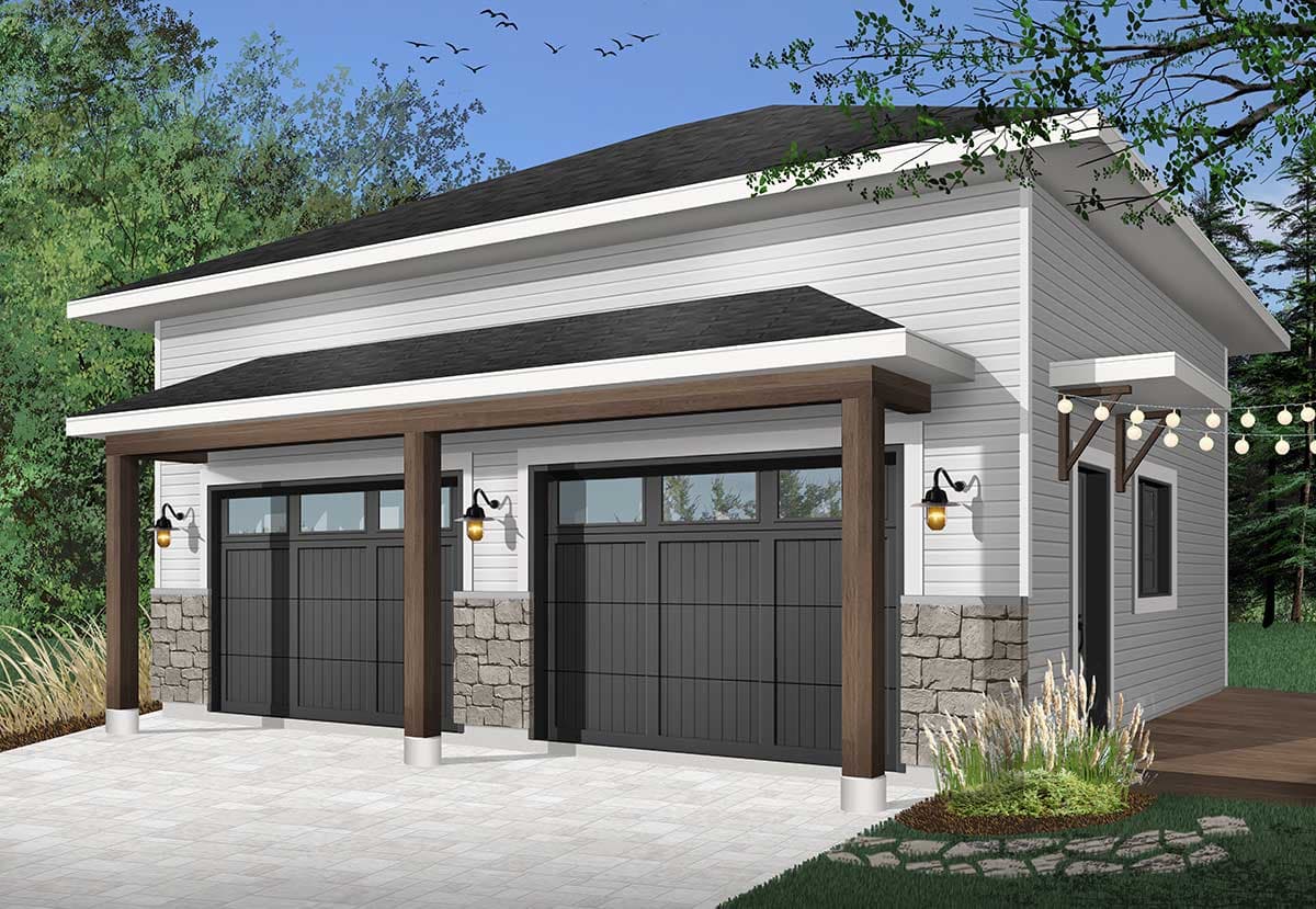 Plan 22508DR: Modern 2-Car Detached Garage - Image #4 - Carriage
