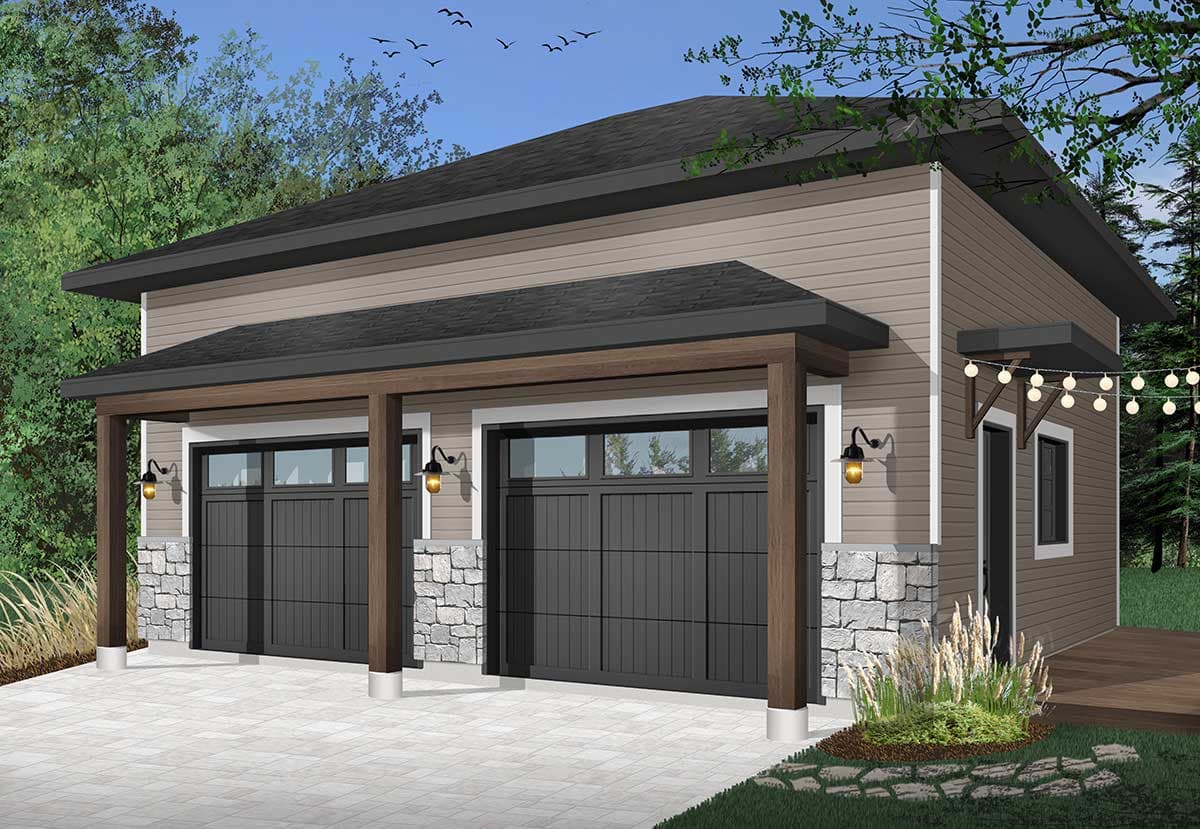 Plan 22508DR: Modern 2-Car Detached Garage - Image #5 - Carriage