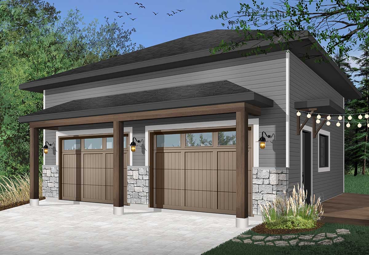 Plan 22508DR: Modern 2-Car Detached Garage - Image #6 - Carriage