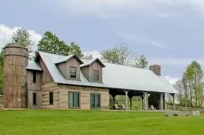 Rustic House Plan with Large Outdoor Living Area and Stair Silo