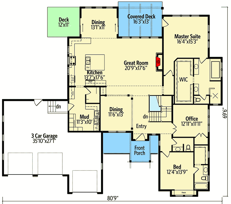 Plan 95051RW: European Craftsman House Plan with Optional Finished Lower Level - Floor Plan - Main Level - Craftsman, European, Northwest, Rustic