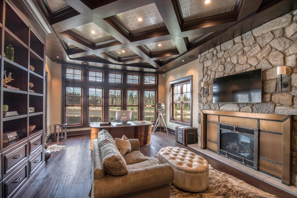 Plan 95054RW: Grand Shingle Style House Plan with Large Home Office with Fireplace - 5887 Sq Ft - Image #10 - Rustic, Shingle, Traditional