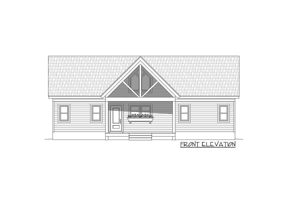 Plan 68536VR: 2-Bed House Plan with Vaulted Interior - 1273 Sq Ft - Image #6 - Craftsman, Mountain, Ranch, Vacation