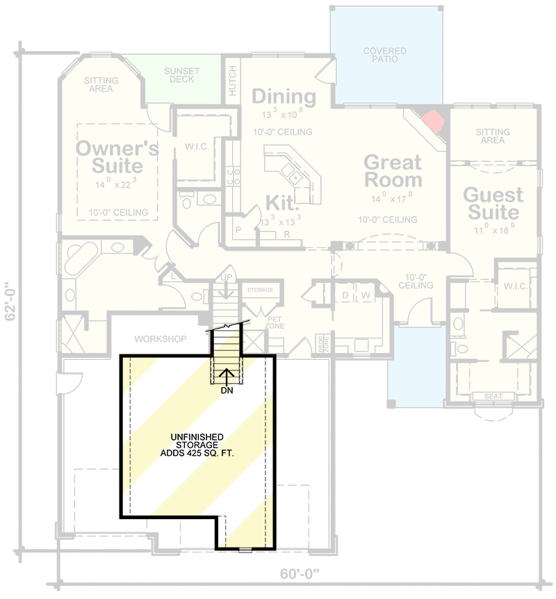 Plan 42536DB: Two-Bed House Plan with Options - Floor Plan - Bonus Level - European, Traditional, Transitional