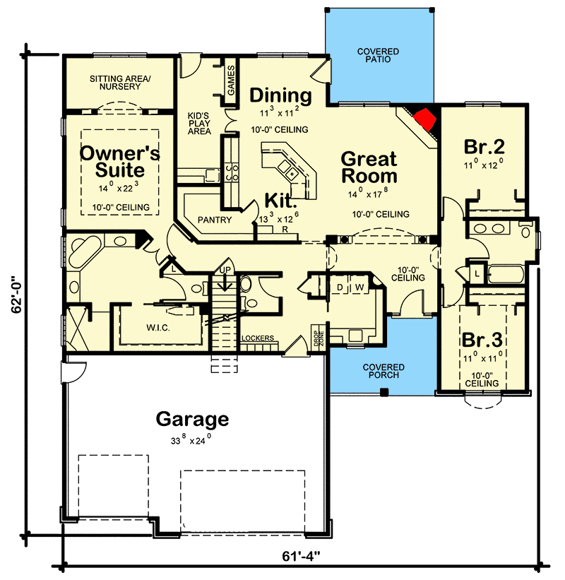 Plan 42537DB: Brick House Plan with Lots of Options - Floor Plan - Main Level - Traditional