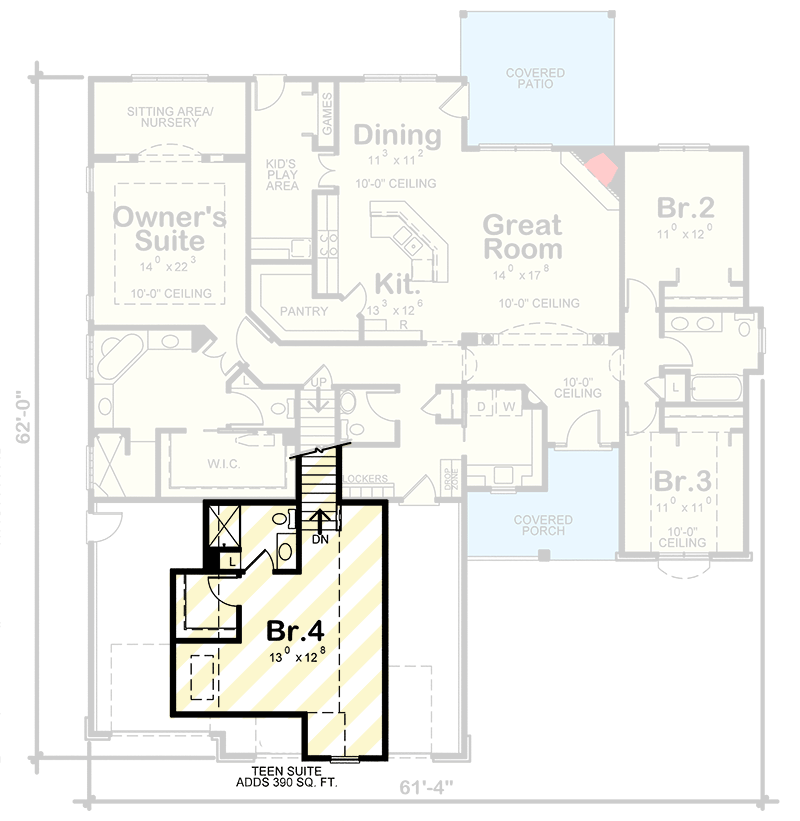 Plan 42537DB: Brick House Plan with Lots of Options - Floor Plan - Second Level - Optional 4th Bedroom - Traditional