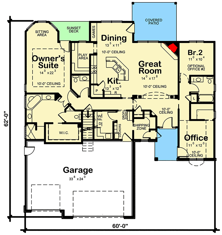 Plan 42538DB: Traditional One-Story House Plan with Second Floor Option - Floor Plan - Main Level - Traditional