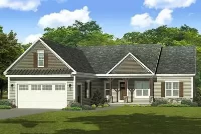 2-Bed Craftsman Ranch Home Plan with Large Back Deck
