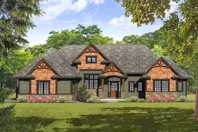 Open Concept Craftsman Home Plan with Split Bed Layout