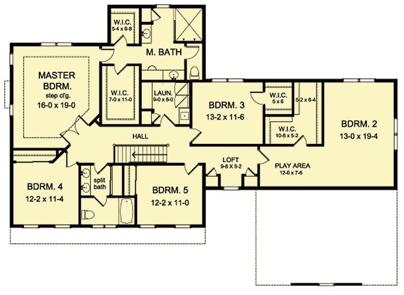 Plan 790020GLV: Two-Story Country House Plan with Elongated Front Porch - Floor Plan - 2nd Floor - Country, New American, Traditional
