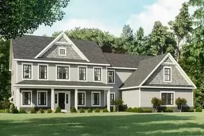 Two-Story Country House Plan with Elongated Front Porch