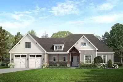 3-Bed Exclusive Country Craftsman Plan with Outdoor Living Room