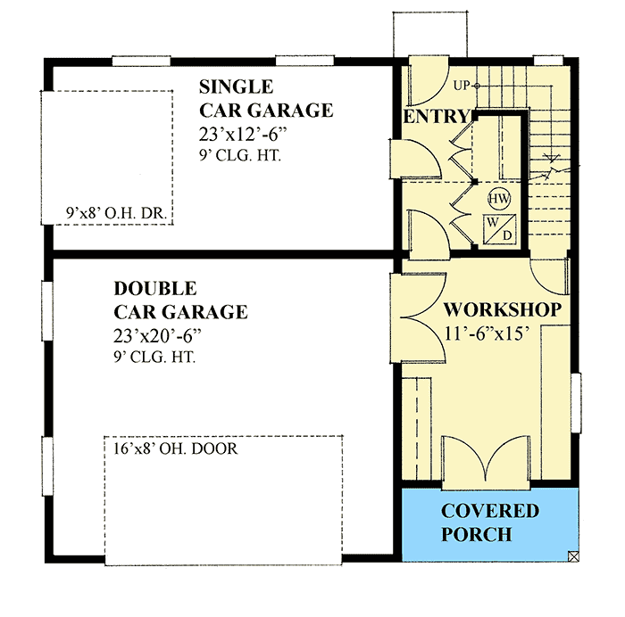 Plan 9847SW: Garage Apartment with Parking on Two Sides - Floor Plan - Main Level - Carriage, Craftsman, Mountain, Rustic