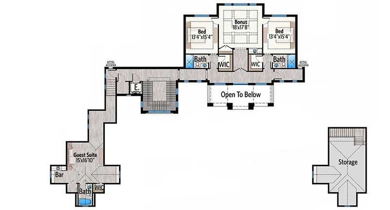Plan 86067BS: Stunning 7-Bed Luxury House Plan - Floor Plan - 2nd Floor - Coastal, Contemporary, Florida-Style