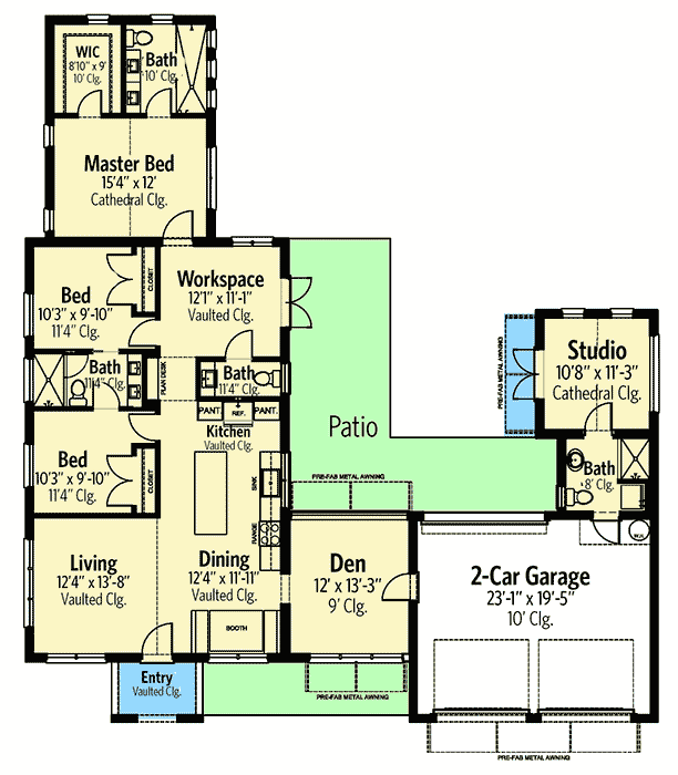 Plan 82235KA: Versatile Single-Story 3-Bedroom Modern House Plan - Floor Plan - Main Level - Southern, Southwest