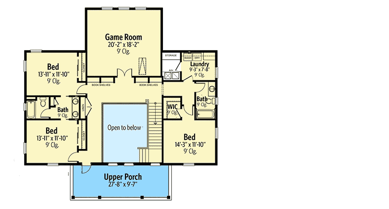 Plan 82241KA: Stately 5-Bedroom House Plan with Upstairs Game Room and Upstairs Laundry - Floor Plan - 2nd Floor - Southern, Traditional