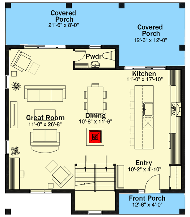 Plan 22513DR: Unique Mountain or Vacation House Plan - Floor Plan - Main Level - Mountain, Northwest, Vacation