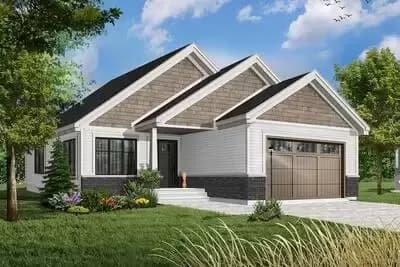 2-Bed Craftsman House Plan for a Narrow Lot