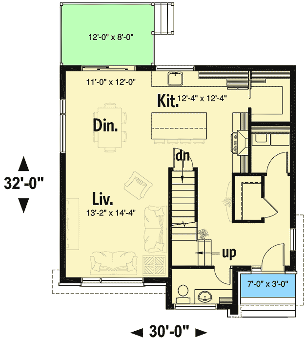 Plan 22518DR: 3-Bed Cubic and Modern House Plan - Floor Plan - Main Level - Contemporary, Modern, Northwest
