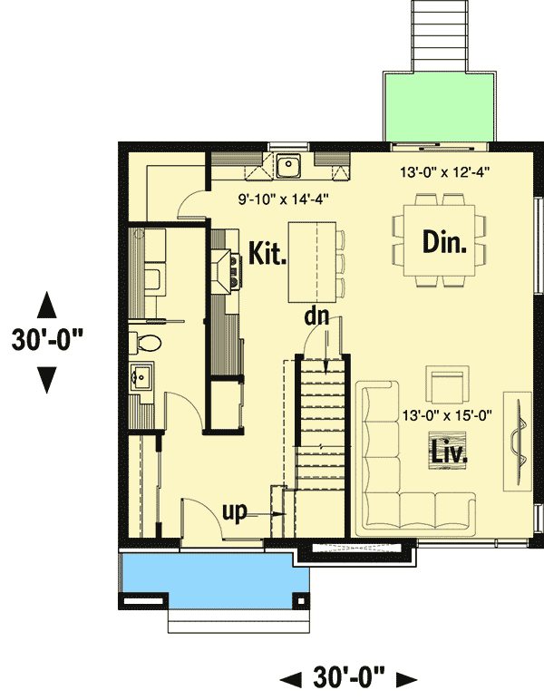 Plan 22519DR: Prairie Style Chic - Floor Plan - Main Level - Northwest, Prairie