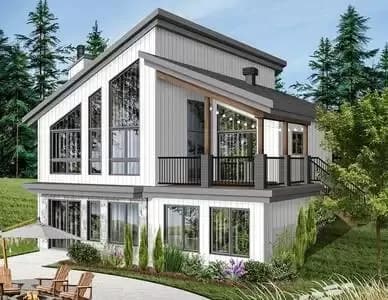 Modern Vacation Home Plan for the Sloping Lot - 2085 Sq Ft