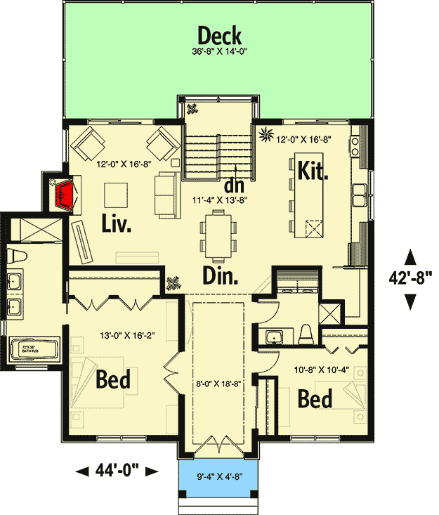 Plan 22523DR: Contemporary Vacation House Plan - Floor Plan - Main Level - Contemporary, Vacation