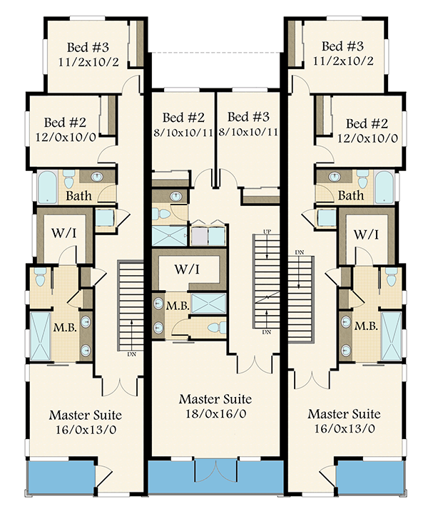 Plan 85259MS: Modern Triplex House Plan with Drive-Under Parking - Floor Plan - Second Floor - Contemporary, Modern, Northwest