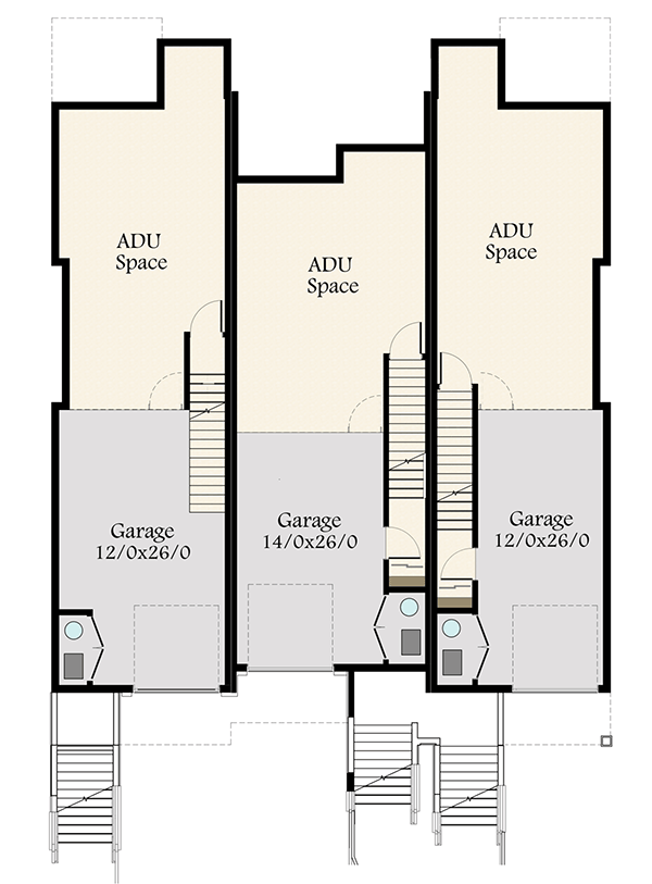 Plan 85259MS: Modern Triplex House Plan with Drive-Under Parking - Floor Plan - Lower Level - Contemporary, Modern, Northwest