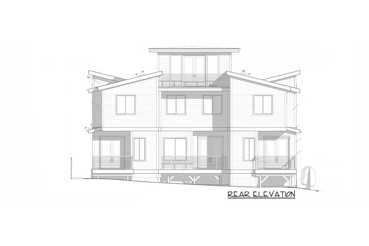 Plan 85259MS: Modern Triplex House Plan with Drive-Under Parking - Image #4 - Contemporary, Modern, Northwest