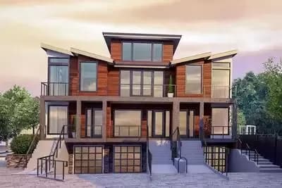Modern Triplex House Plan with Drive-Under Parking