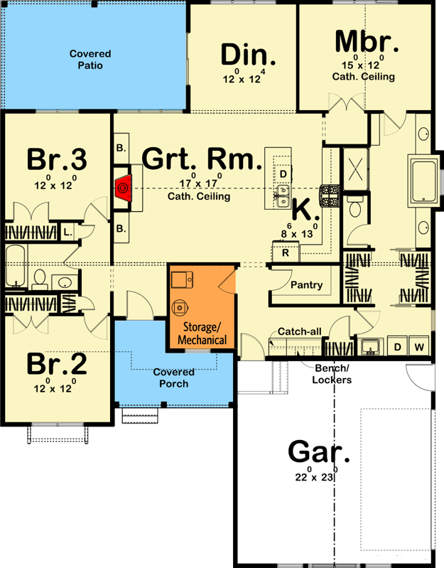 Plan 62738DJ: One-Story 3-Bed Modern Farmhouse Plan - Floor Plan - Slab/Crawl Option - Country, Farmhouse, Modern Farmhouse, New American