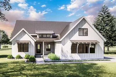 One-Story 3-Bed Modern Farmhouse Plan