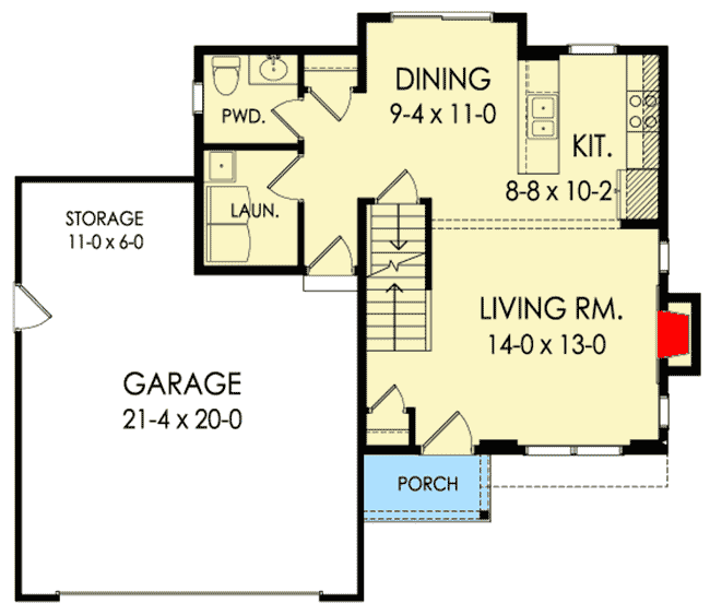 Plan 790023GLV: Traditional Shake and Clapboard 3-Bedroom House Plan  - Floor Plan - Main Level - Traditional