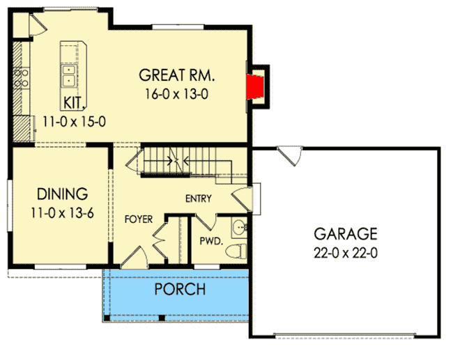Plan 790025GLV: Traditional 3-Bedroom Craftsman House Plan  - Floor Plan - Main Level - Craftsman, Traditional