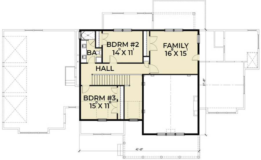 Plan 280002JWD: 3-Bed Craftsman with Upstairs Family Room for the Kids - 3079 Sq Ft - Floor Plan - 2nd Floor - Country, Farmhouse, Traditional