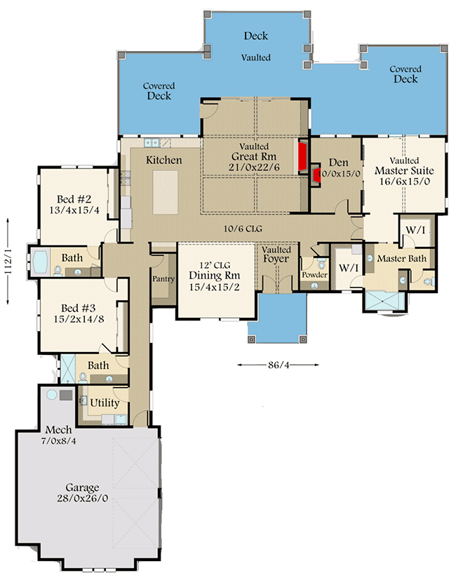 Plan 85261MS: Exclusive Mountain Beauty - Floor Plan - Main Level - Craftsman, Mountain, Northwest, Rustic