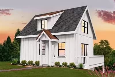 Simple Modern Farmhouse Plan Under 1,000 Square Feet