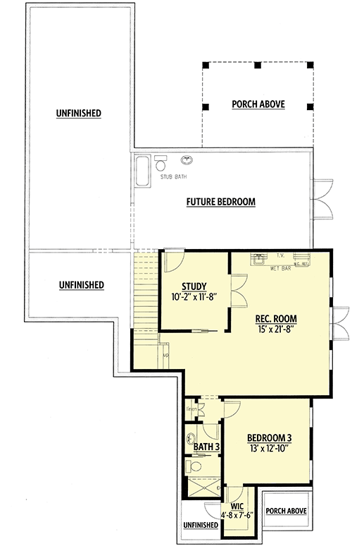 Plan 24379TW: Flexible Ranch Home with Golf Cart Garage and Expansion Options - Floor Plan - Lower Level - Ranch, Traditional