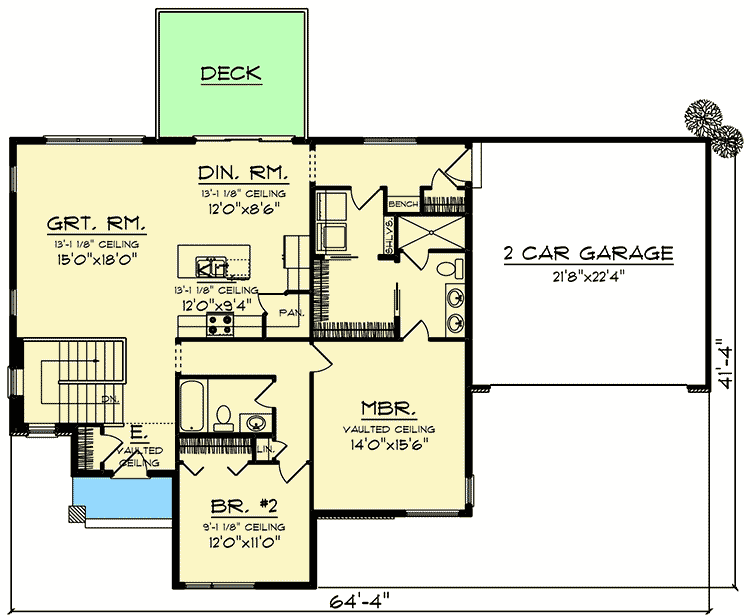 Plan 890071AH: 3-Bed Modern Prairie Starter Home Plan - Floor Plan - Main Level - Contemporary, Modern, Northwest, Prairie, Ranch