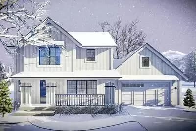 3-Bed Country Farmhouse Plan with Vaulted Upstairs Master Suite