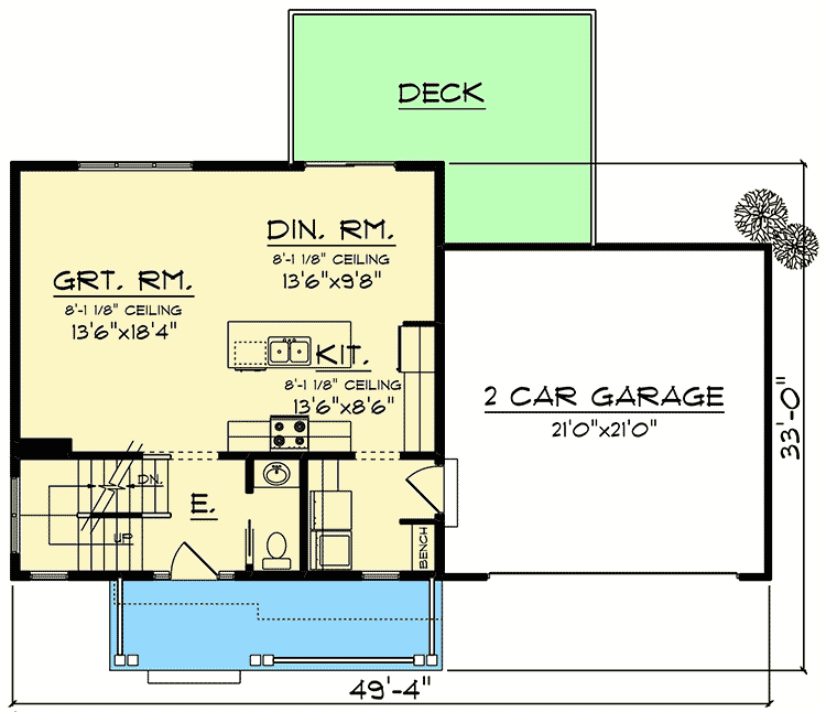 Plan 890073AH: Modern Farmhouse Plan with 3 Bedrooms Upstairs - 1495 Sq Ft - Floor Plan - Main Level - Country, Farmhouse, Modern Farmhouse, New American