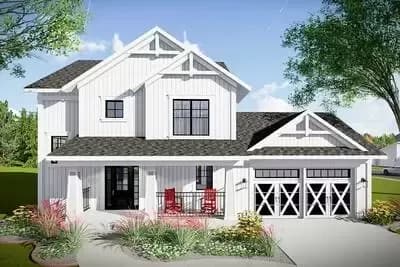Modern Farmhouse Plan with 3 Bedrooms Upstairs - 1495 Sq Ft