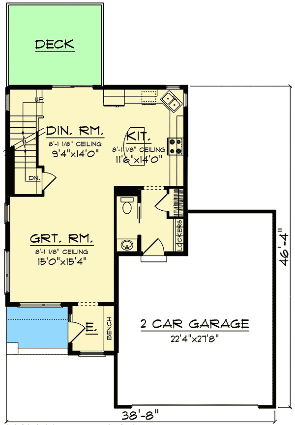 Plan 890075AH: Exciting 3-Bed Modern House Plan with Upstairs Beds and Laundry - Floor Plan - Main Level - Modern, Northwest