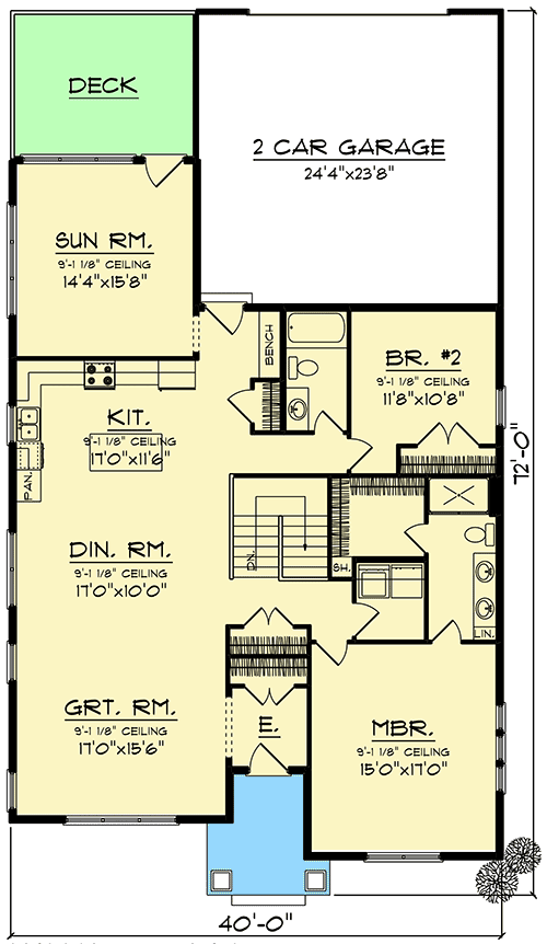 Plan 890079AH: 2-Bed Craftsman House Plan with Attractive Clipped Gables - Floor Plan - Main Level - Bungalow, Craftsman, Northwest
