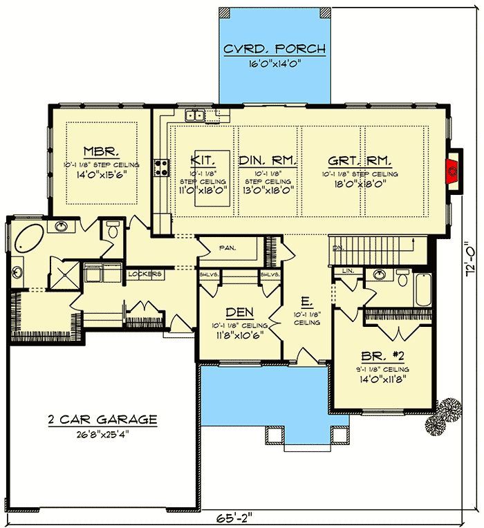 Plan 890082AH: 2-Bed Craftsman Home Plan with Open Concept Design - Floor Plan - Main Level - Country, Craftsman, Northwest, Ranch