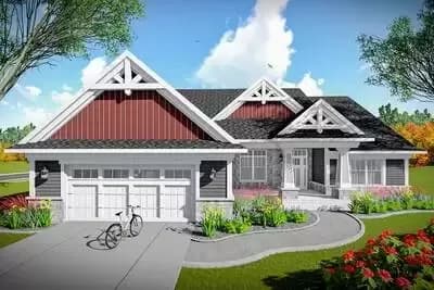 2-Bed Craftsman Home Plan with Open Concept Design