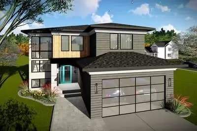 2-Story Modern House Plan with Open Concept Main Floor 