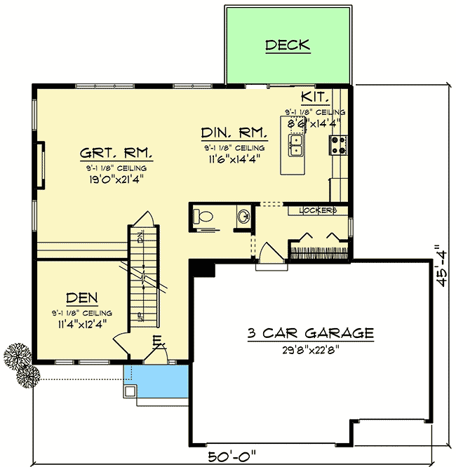 Plan 890084AH: Modern 2-Story House Plan with Upstairs Laundry - Floor Plan - Main Level - Modern, Northwest