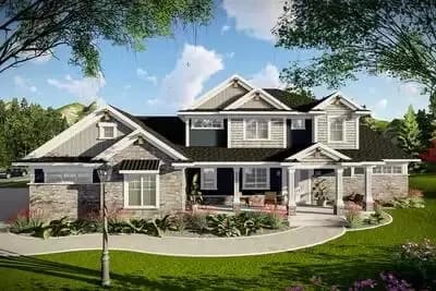 Open Concept 4-Bed Craftsman Home Plan 